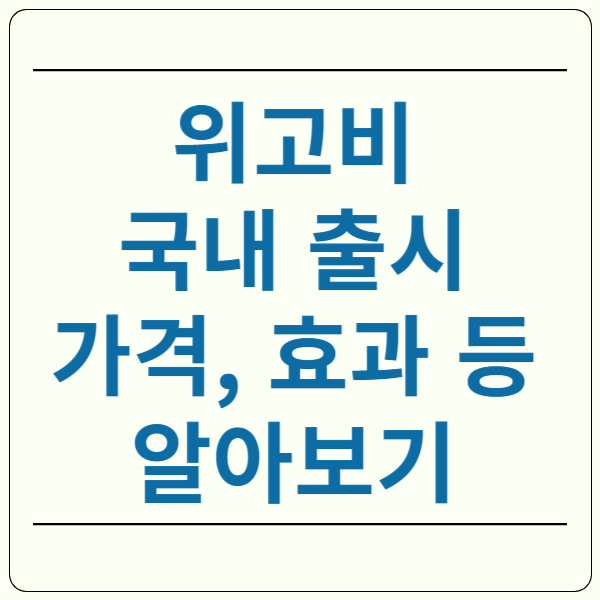 위고비 국내 출시 가격 효과 부작용