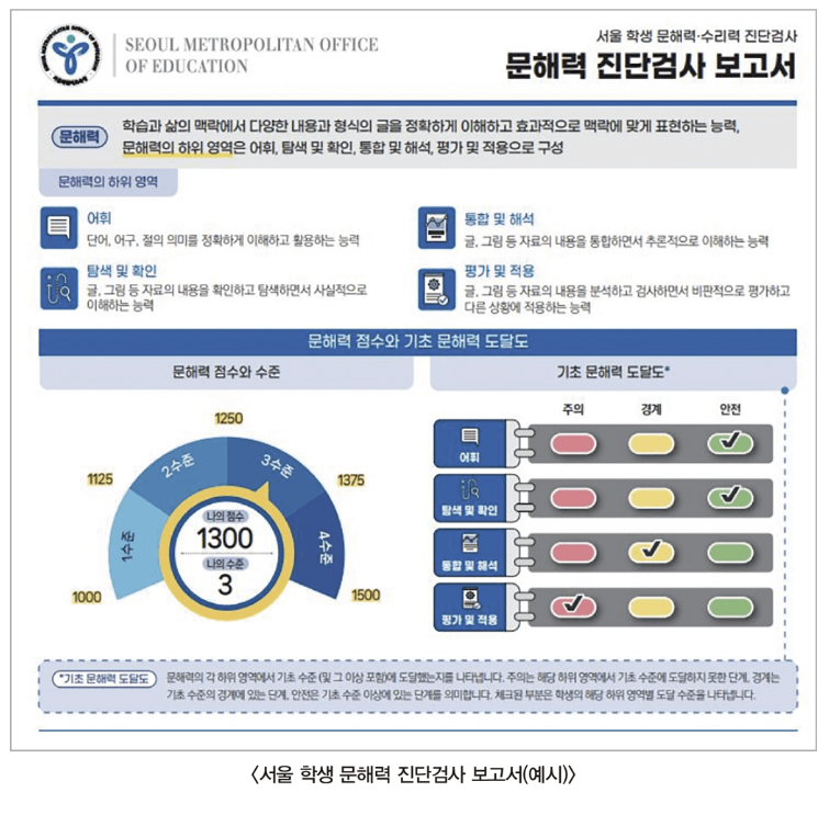 문해력 수리력 진단검사 결과