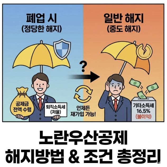 노란우산공제 해지 조건 및 방법